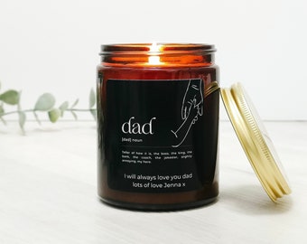 Personalised dad candle, scented soy candle, birthday gift, dad gifts, soy wax, Dad Father's Day Gift Personalised Candle.