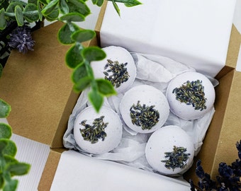 BATH BOMB BUNDLE | 5 Bombs Gift Boxed + Gift Wrapped | Compostable Packaging | Vegan & Cruelty Free | Eu Certified + Safe | Trusted Seller