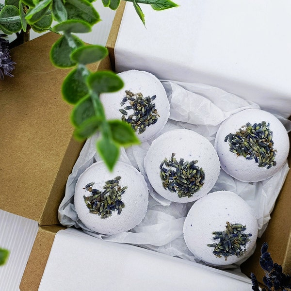 BATH BOMB BUNDLE | 5 Bombs Gift Boxed + Gift Wrapped | Compostable Packaging | Vegan & Cruelty Free | Eu Certified + Safe | Trusted Seller