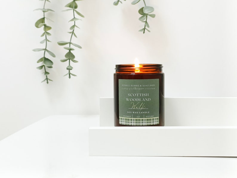 scottish woodland candle, scottish candles,green candles,soy candles