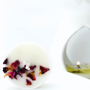 Rose Scented Soy Tea Lights with Botanicals - Set of 9