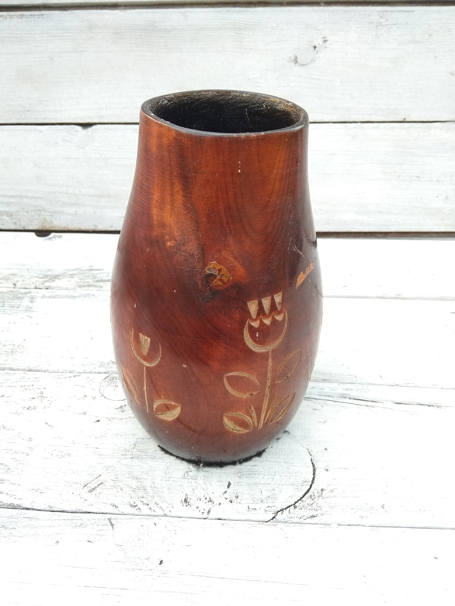 Soviet vintage wooden vase Etsy