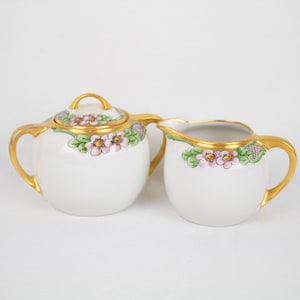 Vintage Bavarian Porcelain Sugar + Creamer Set