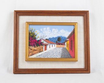 Vintage Latin American Village Street Painting