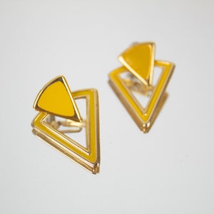 Yellow and Gold Triangular Earrings