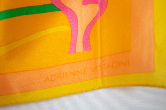 Unique Vintage Yellow "Mother Nature" Silk Scarf - image 10