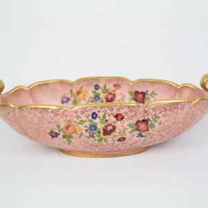 Bol de console en céramique florale rose