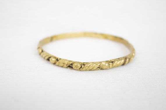 Brass Plated Rope Texture Bangle - image 1