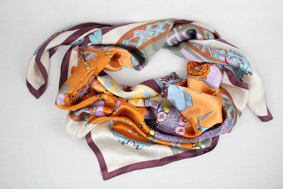 Funky floral Silk Scarf 100% Mulberry Silk Scarf for Women - 67x21 Inch Jacquard  main image 2