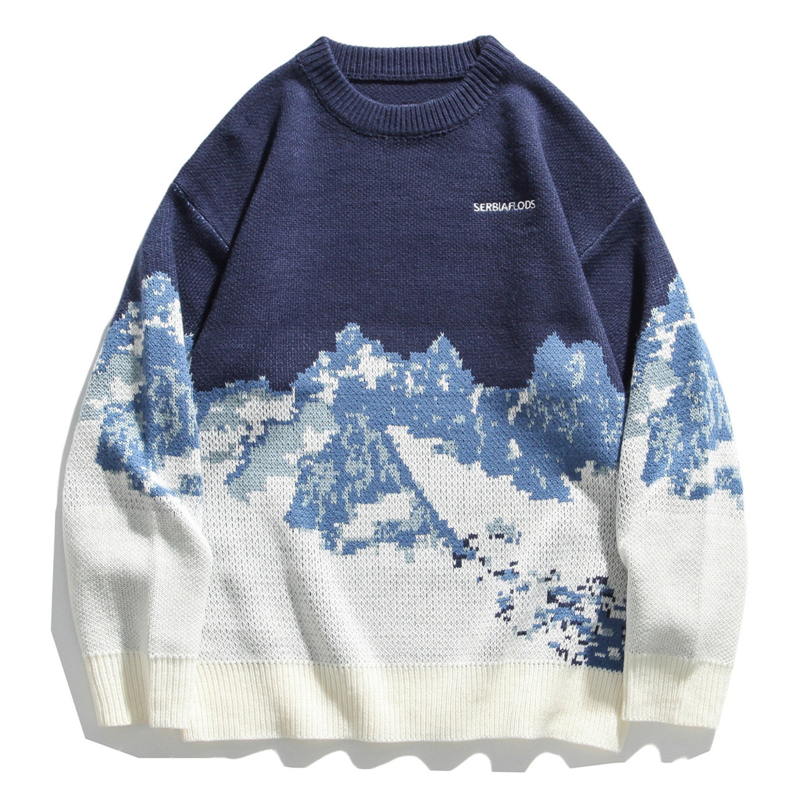 Streetwear Snow Mountain Knitted Sweater Men Women Autumn Etsy