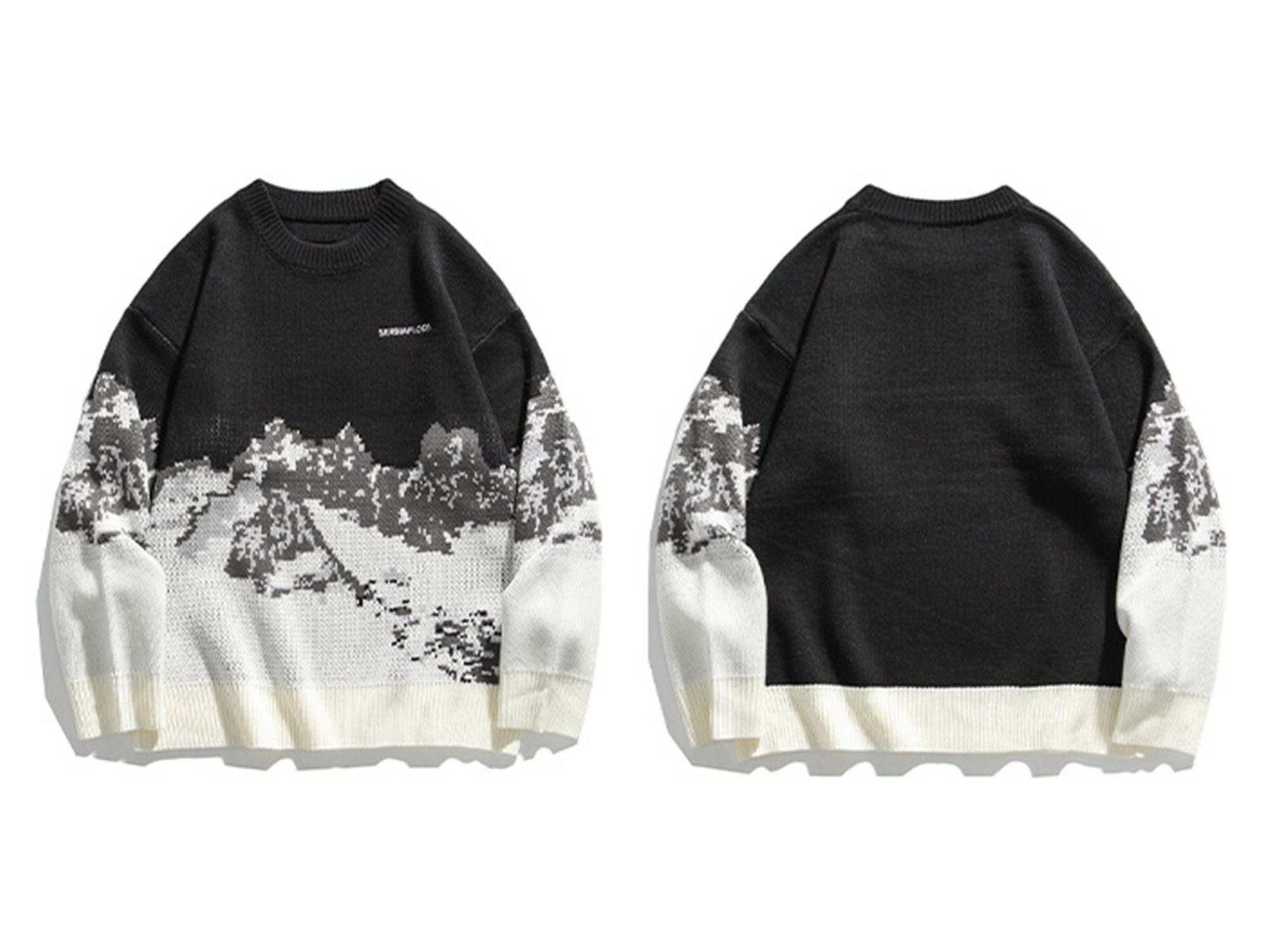 Streetwear Snow Mountain Knitted Sweater Men Women Autumn Etsy