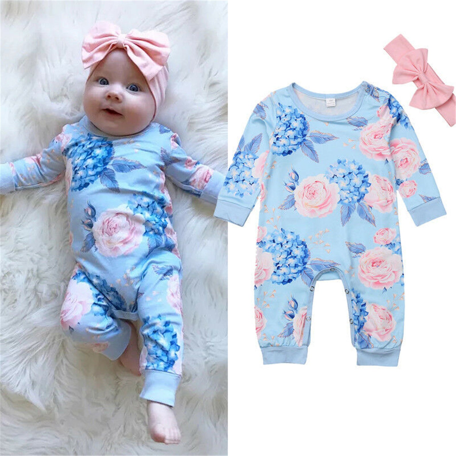 New Fashion Newborn Romper Floral Jumpsuit Baby Playsuit Girl Etsy