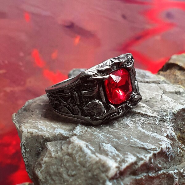 Dark Souls Ring, Bloodbite Statement Rings for Men, Fantasy Rings for Men, Silver statement ring. Long distance gift for him