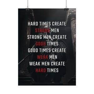 Hard Times Create Strong Men Poster - Stoic Warrior Wall Art - Motivational Spartan Decor for Gym or Office image 6