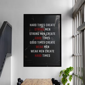 Hard Times Create Strong Men Poster - Stoic Warrior Wall Art - Motivational Spartan Decor for Gym or Office image 4