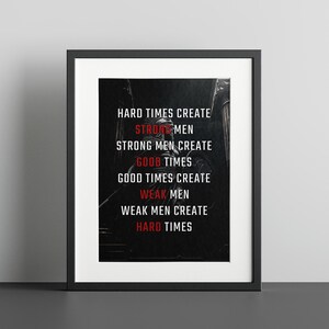 Hard Times Create Strong Men Poster - Stoic Warrior Wall Art - Motivational Spartan Decor for Gym or Office image 2