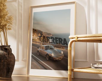 Poster Print, Vintage Car Art, Classic Car Decor, Retro Porsche 911 Carrera, Gift for Car Enthusiasts, Man Cave Wall Art