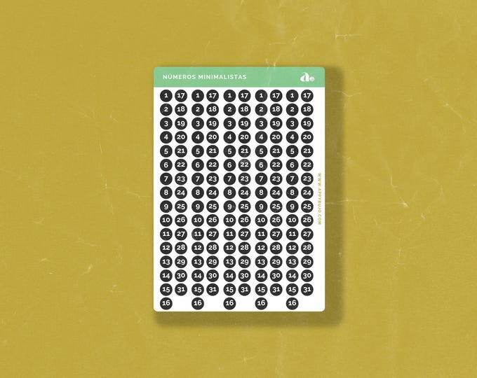 Números Minimalistas | Bullet Journal Sticker, Planner Sticker