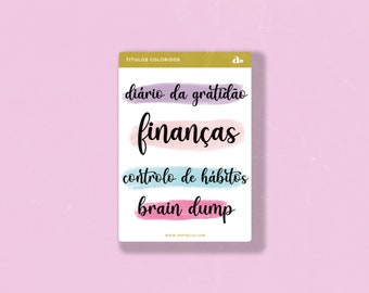 Títulos Coloridos    | Bullet Journal Sticker, Planner Sticker