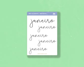 Mês Caligrafia - Individual   | Bullet Journal Sticker, Planner Sticker