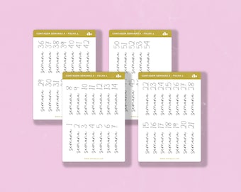 Contagem Semanas A  | Bullet Journal Sticker, Planner Sticker