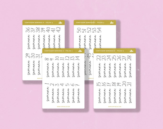 Contagem Semanas A  | Bullet Journal Sticker, Planner Sticker