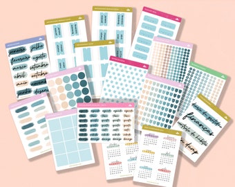 Pack Oceano - 16 folhas de Stickers | Bullet Journal Sticker, Planner Sticker