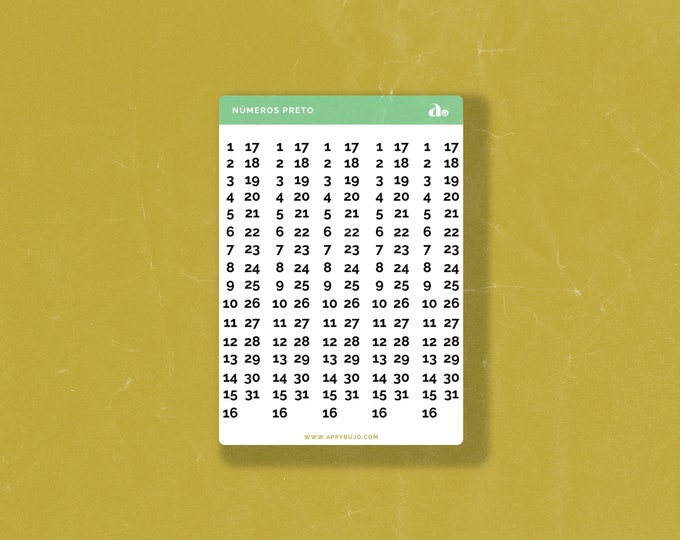 Números Preto  | Bullet Journal Sticker, Planner Sticker