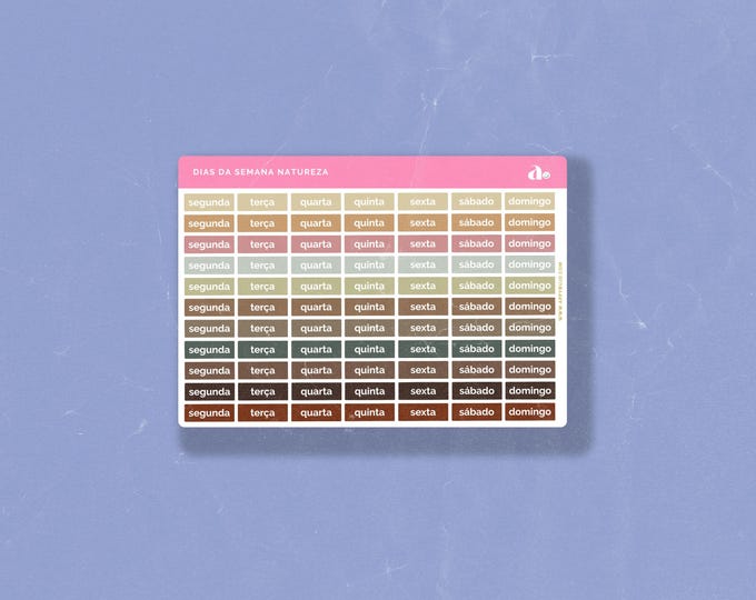 Dias da Semana Natureza | Bullet Journal Sticker, Planner Sticker