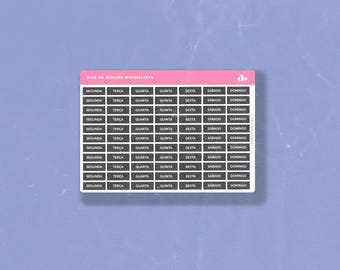 Dias da Semana Minimalista  | Bullet Journal Sticker, Planner Sticker