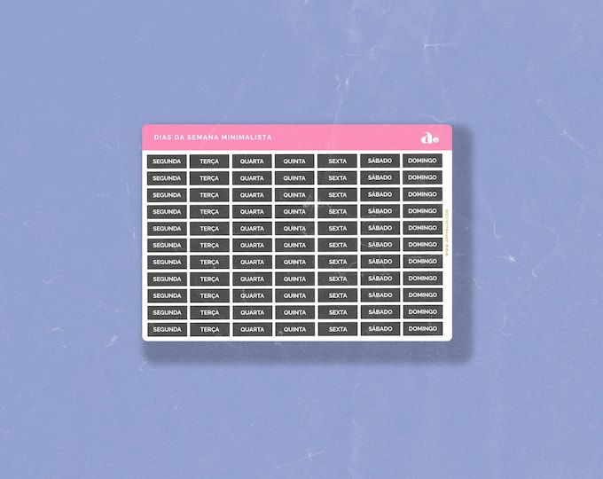 Dias da Semana Minimalista  | Bullet Journal Sticker, Planner Sticker