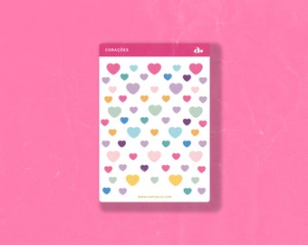 Corações | Bullet Journal Sticker, Planner Sticker