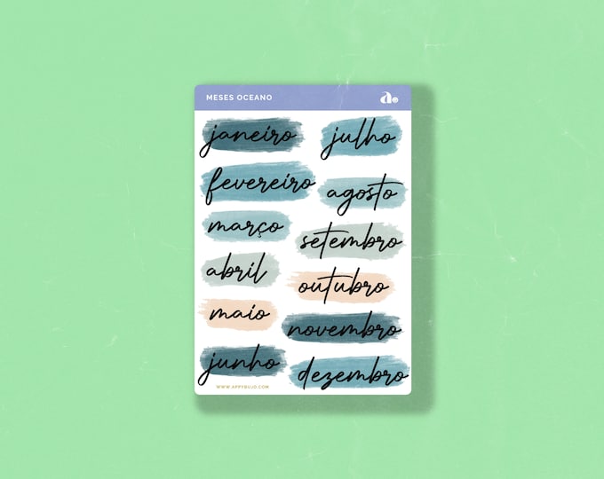 Meses Oceano   | Bullet Journal Sticker, Planner Sticker