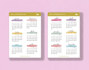 Mini Calendários    | Bullet Journal Sticker, Planner Sticker