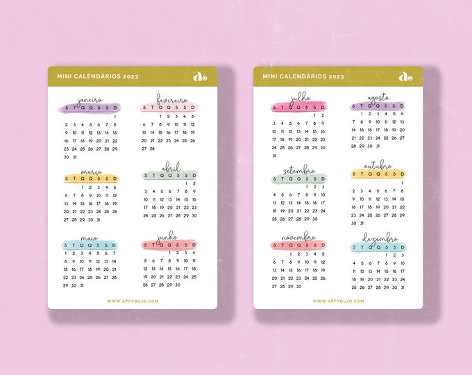 Mini Calendários    | Bullet Journal Sticker, Planner Sticker