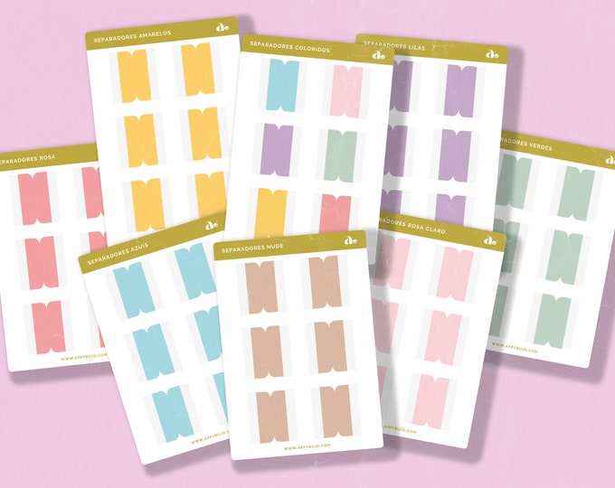 Separadores - 8 cores disponíveis    | Bullet Journal Sticker, Planner Sticker
