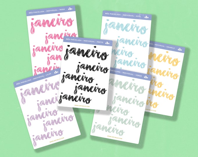 Mês Pincelada - Individuais - 6 cores disponíveis   | Bullet Journal Sticker, Planner Sticker