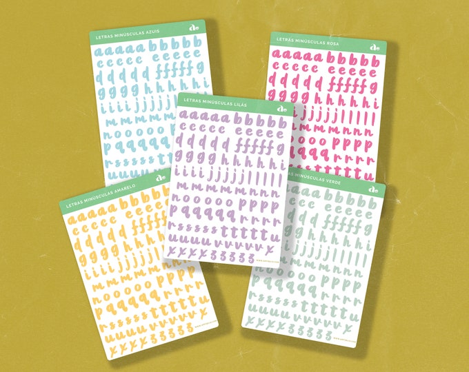 Letras Minúsculas - 5 cores disponíveis   | Bullet Journal Sticker, Planner Sticker