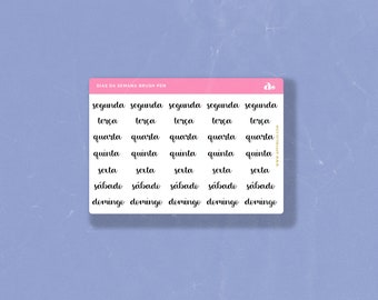 Dias da Semana Brush Pen  | Bullet Journal Sticker, Planner Sticker