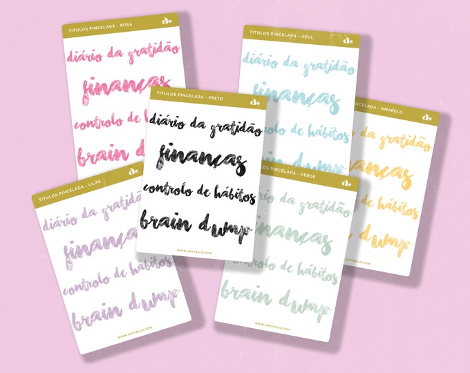 Títulos Pincelada - 6 cores disponíveis    | Bullet Journal Sticker, Planner Sticker