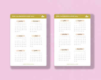 Mini Calendários Nude  | Bullet Journal Sticker, Planner Sticker