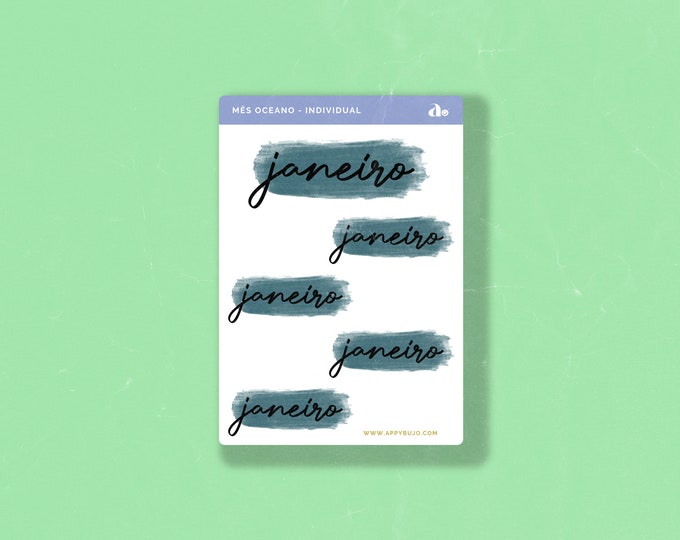 Mês Oceano - Individual   | Bullet Journal Sticker, Planner Sticker