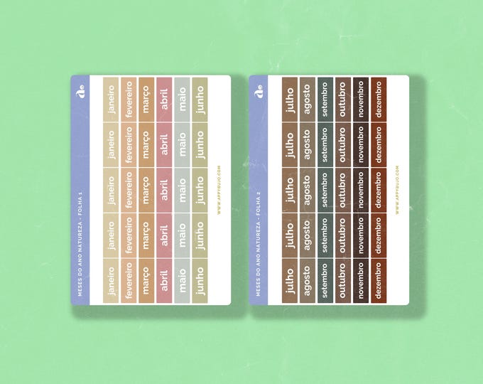 Meses do Ano Natureza | Bullet Journal Sticker, Planner Sticker