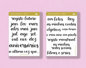 Títulos Ano Novo    | Bullet Journal Sticker, Planner Sticker