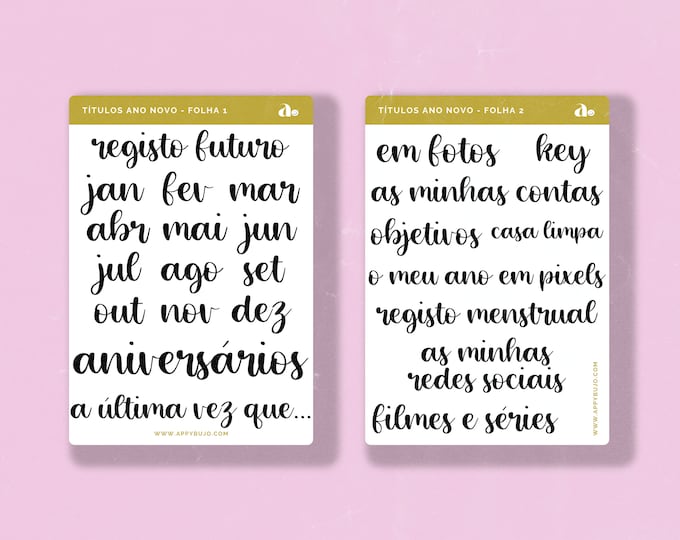 Títulos Ano Novo    | Bullet Journal Sticker, Planner Sticker