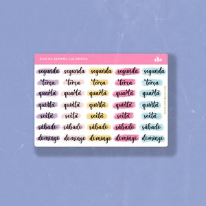 Dias da Semana Coloridos   | Bullet Journal Sticker, Planner Sticker