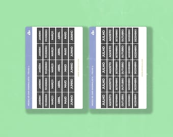 Meses do Ano Minimalistas  | Bullet Journal Sticker, Planner Sticker