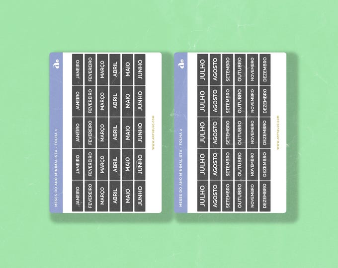 Meses do Ano Minimalistas  | Bullet Journal Sticker, Planner Sticker
