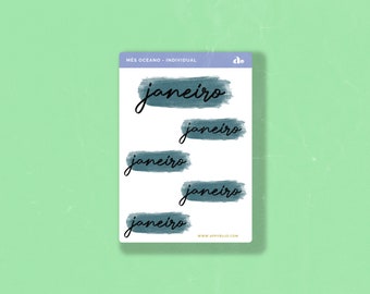 Mês Oceano - Individuais   | Bullet Journal Sticker, Planner Sticker