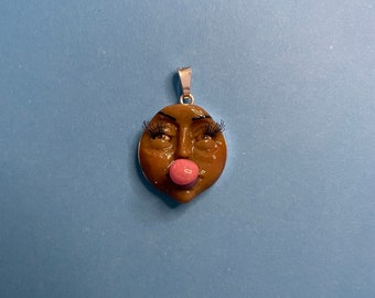 Polymer Clay Character Pendant, Sterling Silver Bezel (20x20mm)